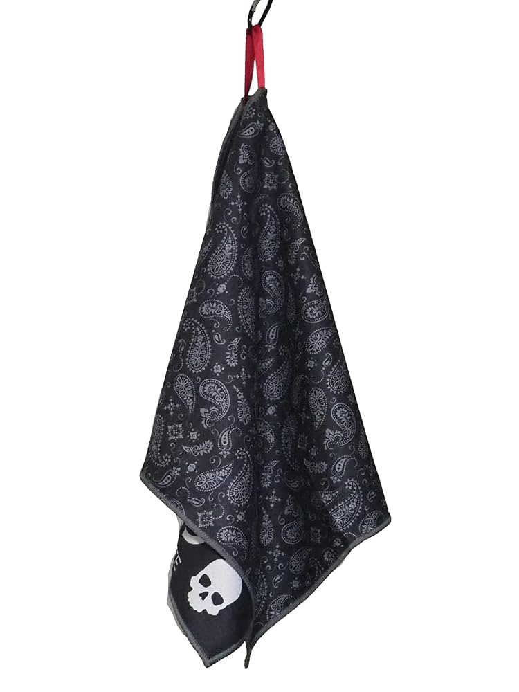 Amazon | ワッフルタオル_ペイズリー黒_ゴルフ用_スティフコン